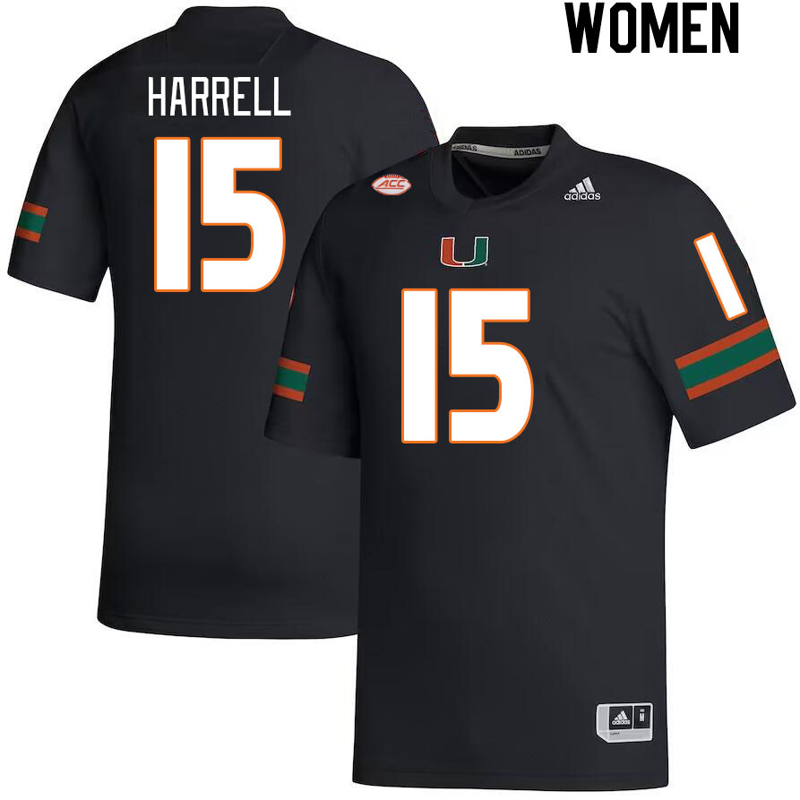 Women #15 Tyler Harrell Miami Hurricanes College Football Jerseys Stitched Sale-Black